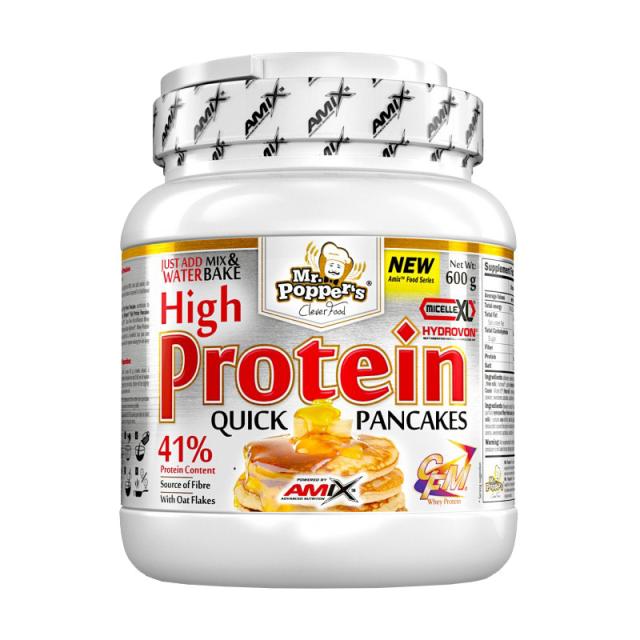 foto млинці в порошку з високим вмістом протеїну amix nutrition mr.popper's high protein pancakes шоколад-кокос, 600 г