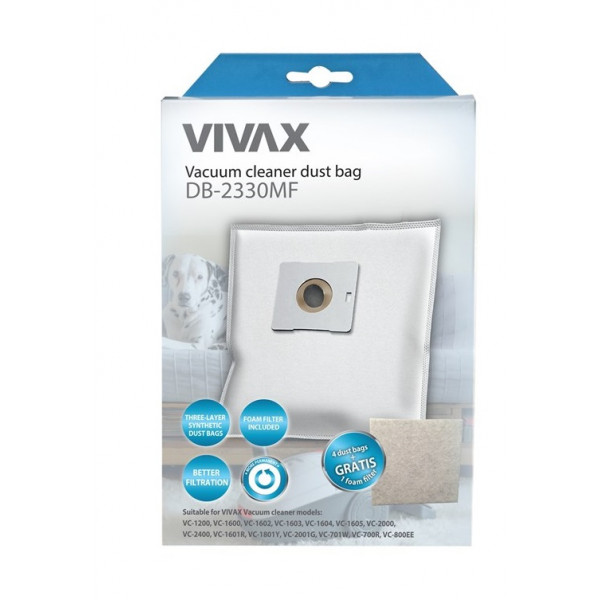foto набір мішків для пилососу vivax home 4шт/уп + фільтр (db-2330mf)