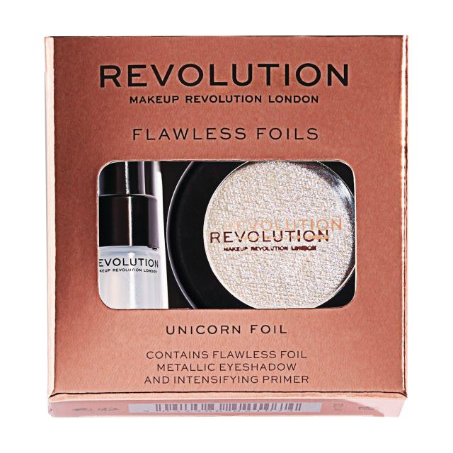 foto набір для макіяжу makeup revolution flawless foils (тіні, unicorn foil, 2 г + праймер під тіні, 2 мл)