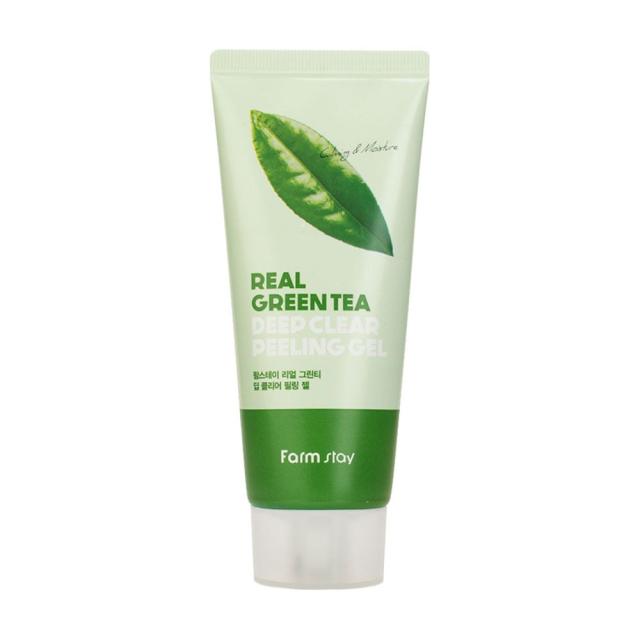 foto пілінг-гель для обличчя farmstay real green tea deep clear peeling gel з екстрактом зеленого чаю, 100 мл