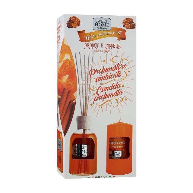 foto набір sweet home collection orange and cinnamon апельсин та кориця (аромадифузор, 100 мл + ароматична свічка, 135 г)
