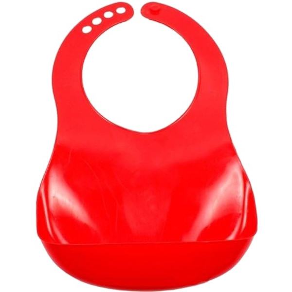 foto нагрудник пластиковий lindo з кишенею на застібці, червоний (ф 932 красн)