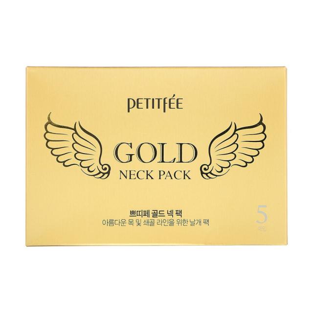 foto гідрогелева маска для шиї petitfee & koelf hydrogel angel wings gold neck pack з плацентою, 5*10 г