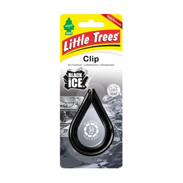 foto ароматизатор для автомобіля little trees clip чорний лід, 30 г