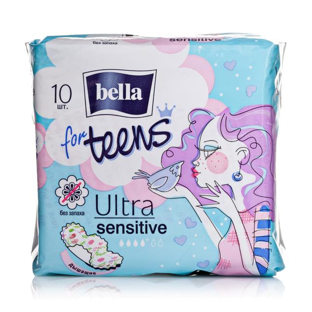 foto гігієнічні прокладки bella for teens ultra sensitive, 10 шт