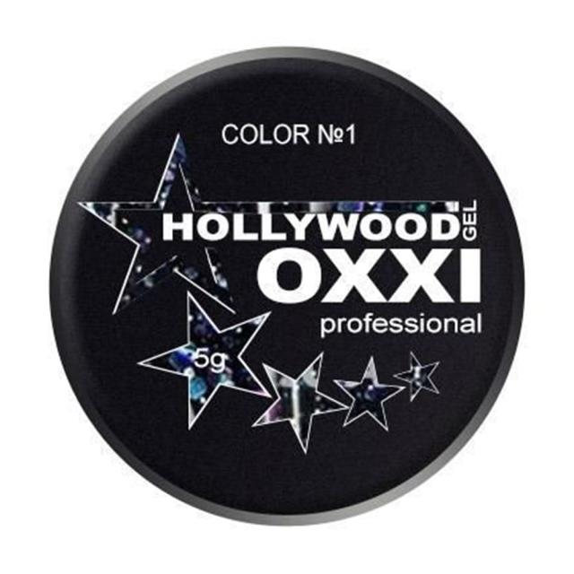 foto глітерний гель для манікюру oxxi professional hollywood 1 чорний з голографічним ефектом, 5 г