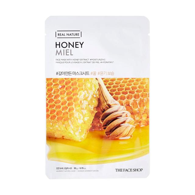 foto тканинна маска для обличчя the face shop real nature honey face mask з медом, 20 г
