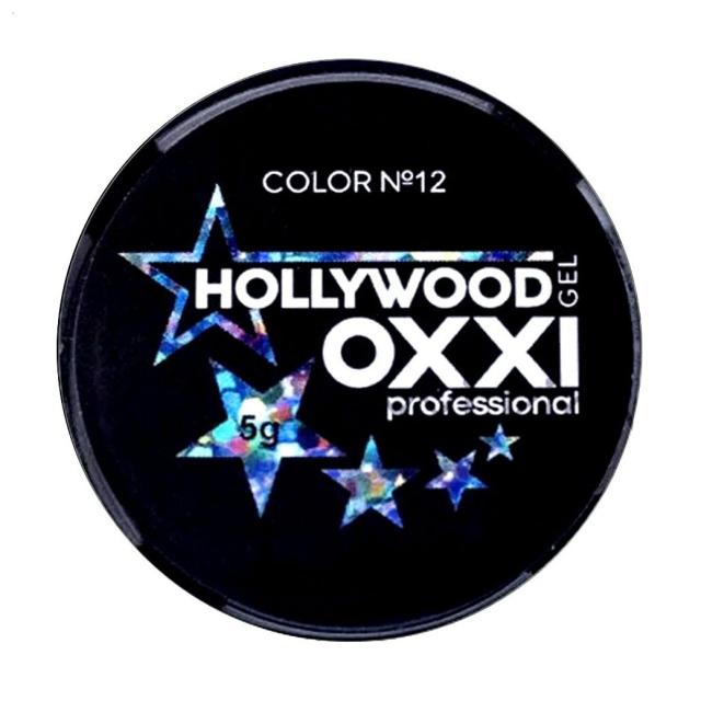 foto глітерний гель для манікюру oxxi professional hollywood 12 синьо-блакитна веселка з голографічним ефектом, 5 г
