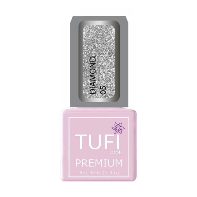 foto гель-лак для нігтів tufi profi premium diamond 05 срібна парча, 8 мл