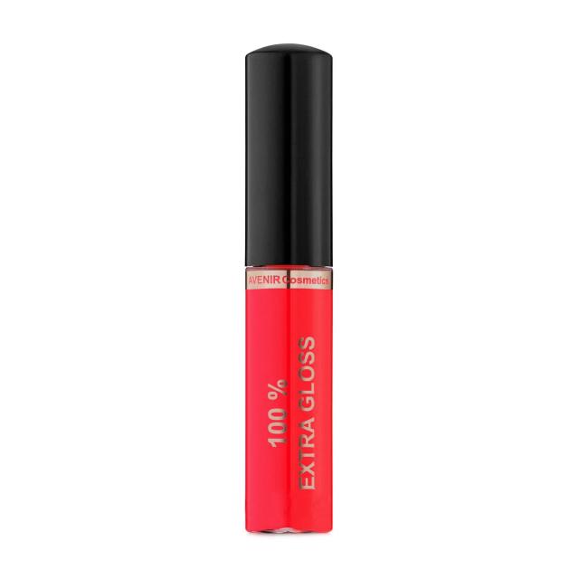 foto глянцевий блиск для губ avenir cosmetics 100% extra gloss 219 коралово-червоний, 10 мл