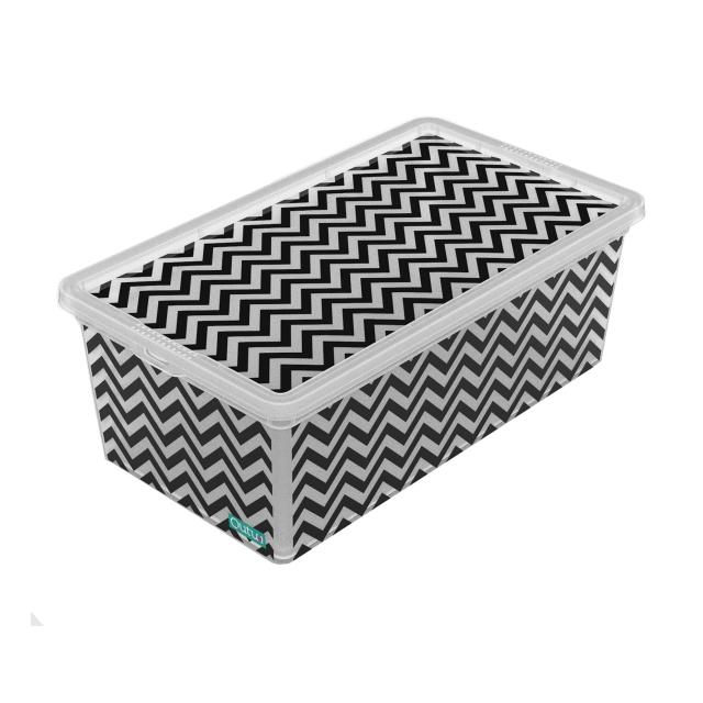 foto контейнер для зберігання з кришкою qutu light box zig zag 11.5*19*33.5 см, 5 л