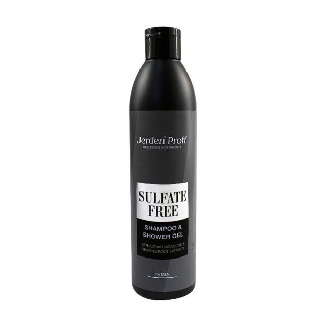 foto чоловічий безсульфатний шампунь-гель для душу jerden proff sulfate free shampoo & shower gel з кедровою олією та екстрактом кореню женьшеню, 300 мл