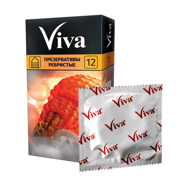 foto презервативи латексні viva ребристі, 12 шт