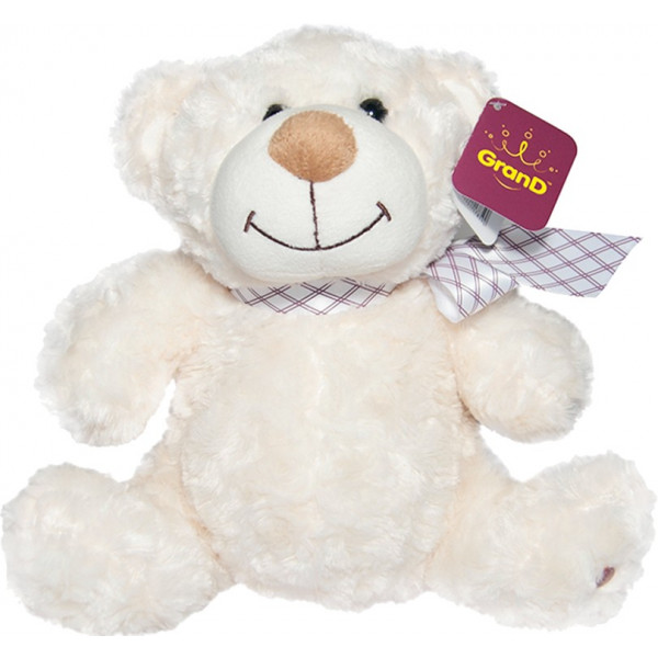 foto м'яка іграшка тварина grand ведмідь (білий, з бантом, 33 cm) (3301gmb)