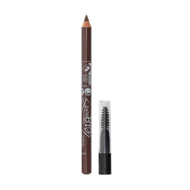 foto олівець для очей і брів purobio cosmetics eye & eyebrow pencil зі щіточкою 07 brown taupe, 1.3 г