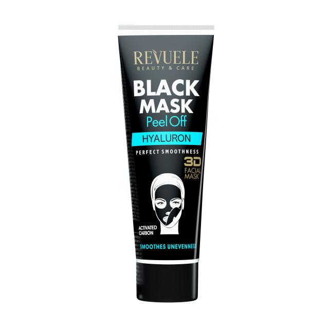 foto чорна маска-плівка для обличчя revuele black mask peel off з гіалуроновою кислотою, 80 мл