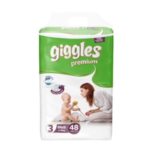 foto підгузки giggles premium midi розмір 3 (4-9 кг), 48 шт