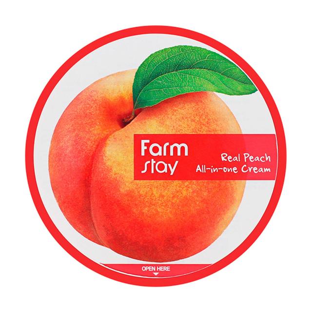 foto універсальний крем для обличчя і тілаfarmstay real peach all-in-one cream з екстрактом персика, 300 мл