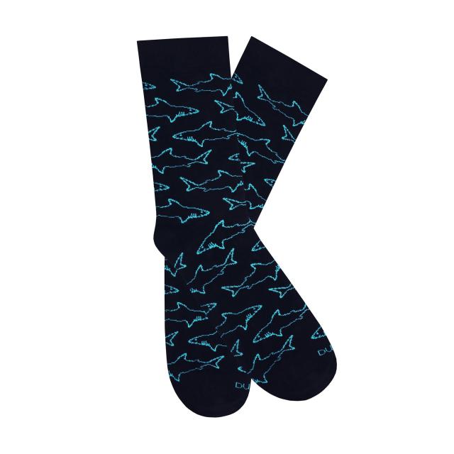 foto шкарпетки чоловічі duna 7041 високі, темно-сині з акулами, розмір 25-27