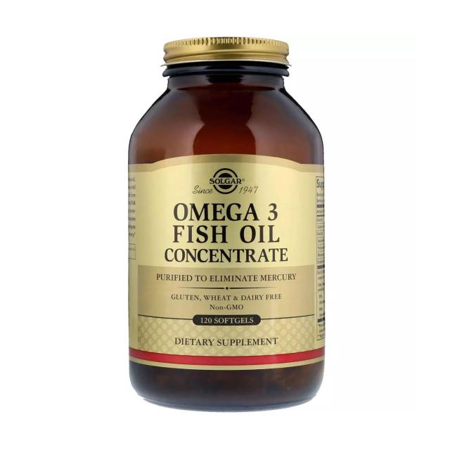 foto харчова добавка жирні кислоти solgar omega-3 fish oil concentate риб'ячий жир 2000 мг, 120 шт