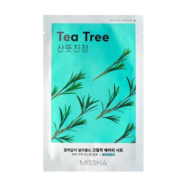 foto тканинна маска для обличчя missha airy fit sheet mask tea tree з екстрактом чайного дерева, 19 г