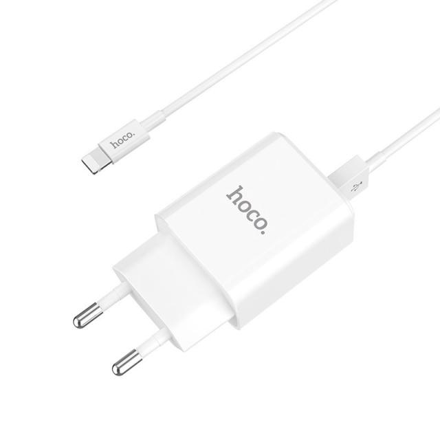 foto мзп hoco c62a victoria 2.1a 2usb + cable lightning (white) 860443