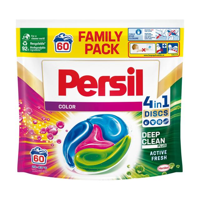 foto диски для прання persil color 4 in 1 discs deep clean plus active fresh, 60 циклів прання, 60 шт