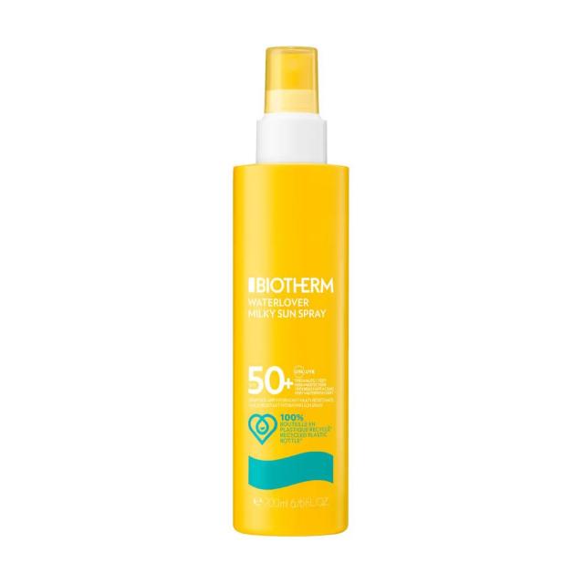 foto сонцезахисний спрей для тіла та обличчя biotherm waterlover milky sun spray spf50, 200 мл