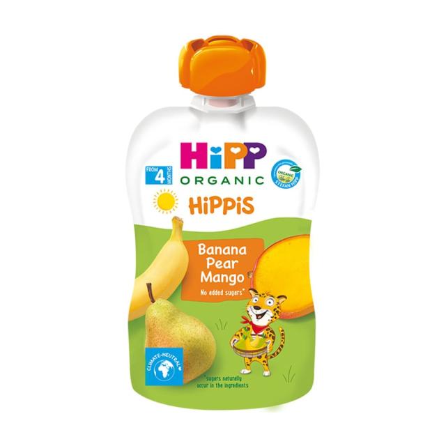 foto дитяче фруктове пюре hipp hippis банан-груша-манго, з 4 місяців, 100 г (пауч)