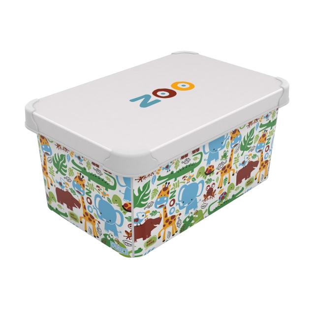 foto контейнер для зберігання з кришкою qutu style box zoo 16*23*34.5 см, 10 л