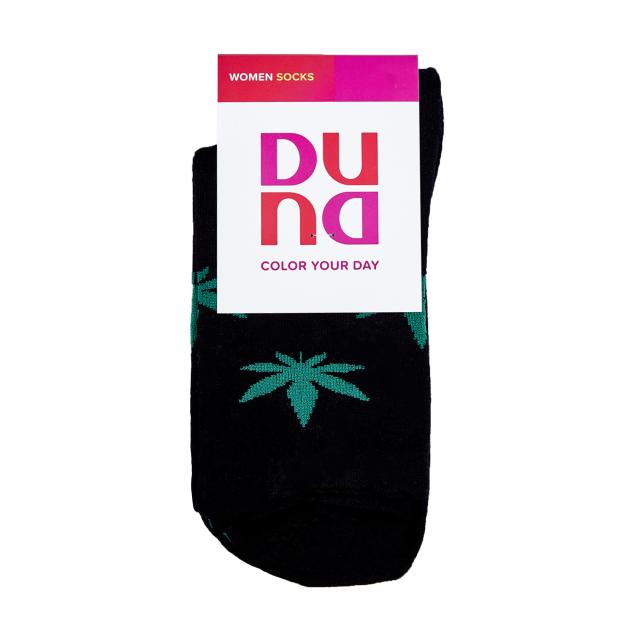 foto шкарпетки жiночi duna, чорні з листям, розмір 21-23 (3128)