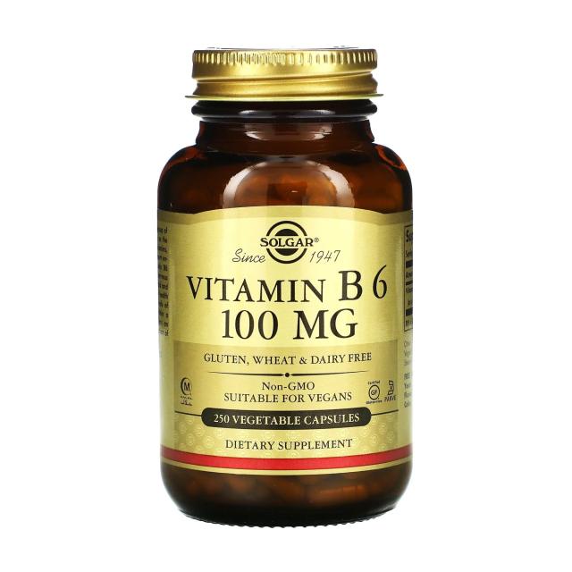 foto харчова добавка вітаміни в капсулах solgar vitamin b6 вітамін b6, 100 мг, 250 шт