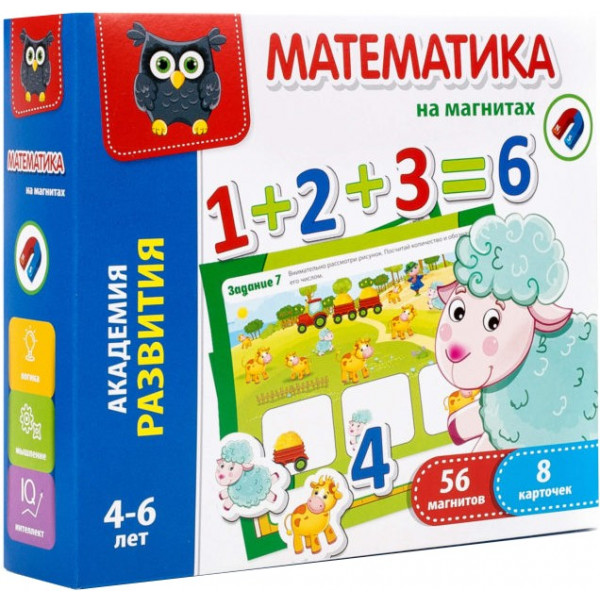 foto настільна гра розвиваюча (5-7 років) vladi toys математика на магнітах (рус) (vt5411-02)