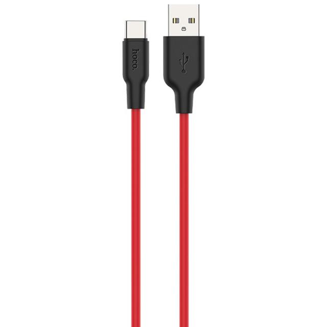 foto дата кабель hoco x21 plus silicone type-c cable (1m) (black / red) 1236017