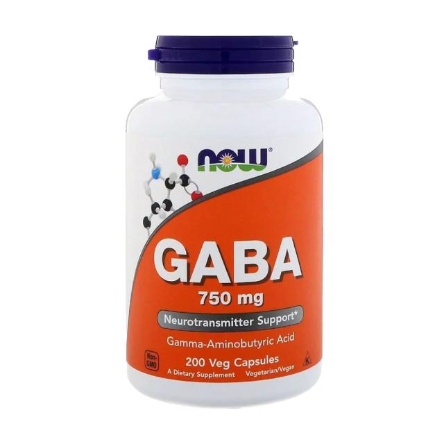 foto харчова добавка в капсулах now foods gaba гамма-аміномасляна кислота 750 мг, 200 шт