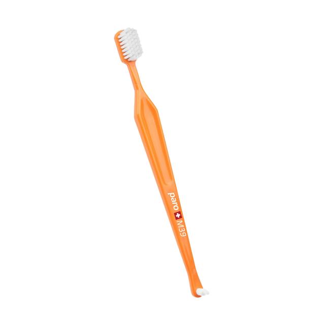 foto зубна щітка paro swiss classic m39 середньої жорсткості, помаранчева, 1 шт