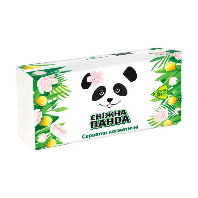 foto серветки косметичні сніжна панда 2-шарові, у поліетиленовій упаковці, 150 шт