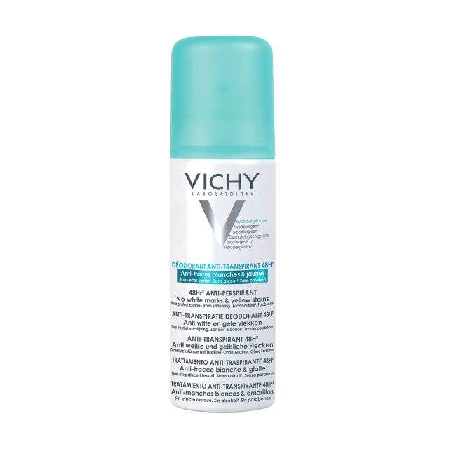 foto дезодорант-антіперспірант спрей vichy deodorant anti-transpirant spray 48h проти білих слідів та жовтих плям, жіночий, 125 мл