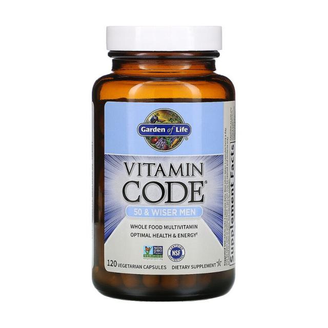 foto харчова добавка мультивітаміни в капсулах для чоловіків garden of life vitamin code 50 & wiser men від 50 років, 120 шт