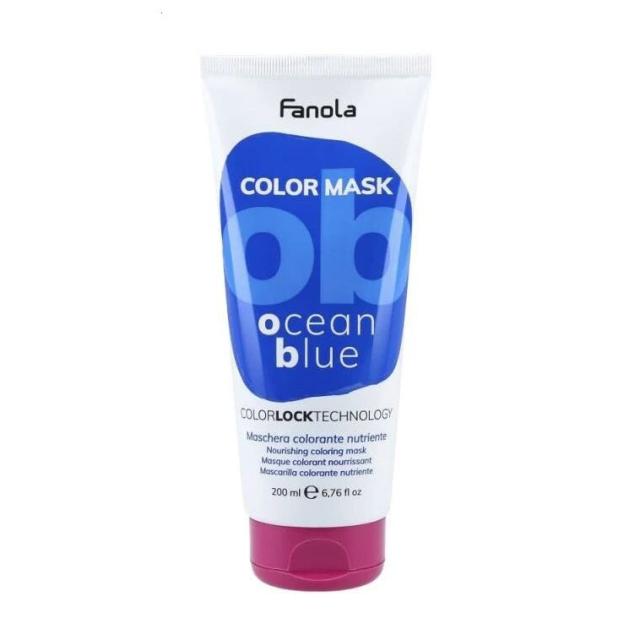 foto живильна тонувальна маска для волосся fanola color mask ocean blue, 200 мл