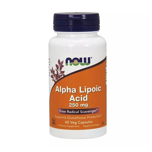 foto харчова добавка в капсулах now foods alpha lipoic acid альфа ліпоєва кислота, 250 мг, 60 шт