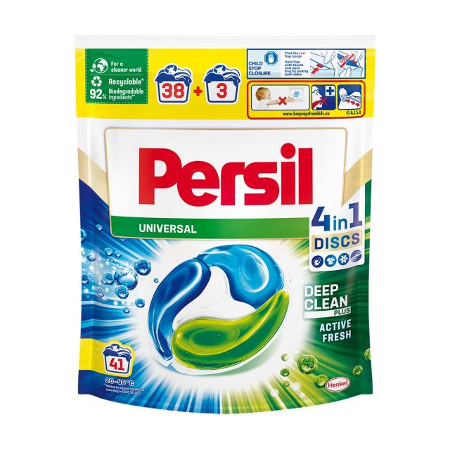 foto диски для прання persil universal 4 in 1 discs deep clean plus active fresh, 41 цикл прання, 41 шт