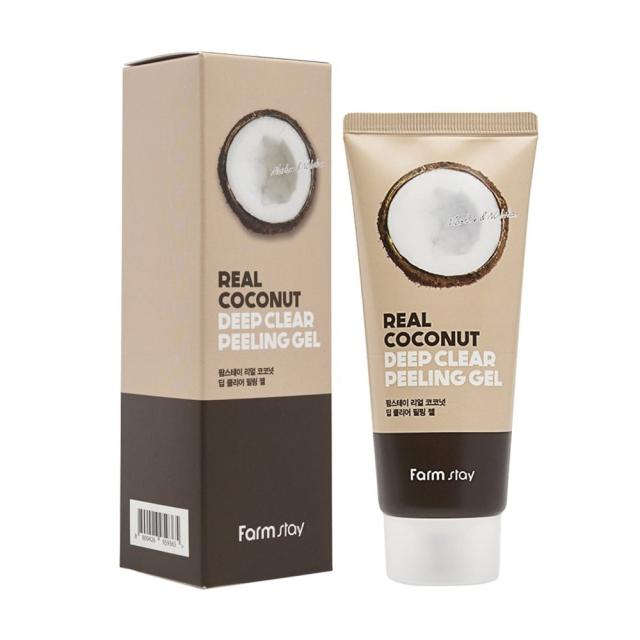 foto пілінг-гель для обличчя farmstay real coconut deep clear peeling gel з екстрактом кокосу, 100 мл