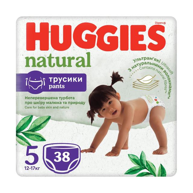 foto підгузки-трусики huggies natural розмір 5 (12-17 кг), 38 шт