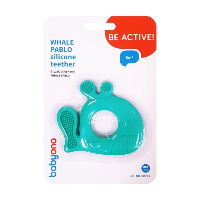 foto іграшка-прорізувач для зубів вabyono кит, силіконовий, блакитний (935/01)