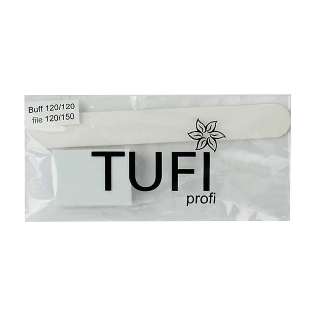 foto одноразовий набір для манікюру та педикюру tufi profi premium (пилка 120/150 грит, 1 шт + баф, 120/120 грит, 1 шт), (0102944)