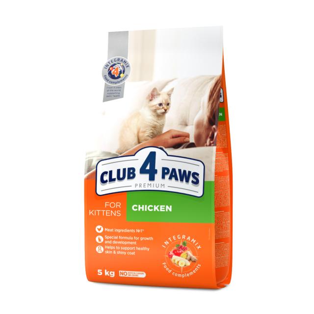 foto сухий корм для кошенят club 4 paws premium з куркою, 5 кг