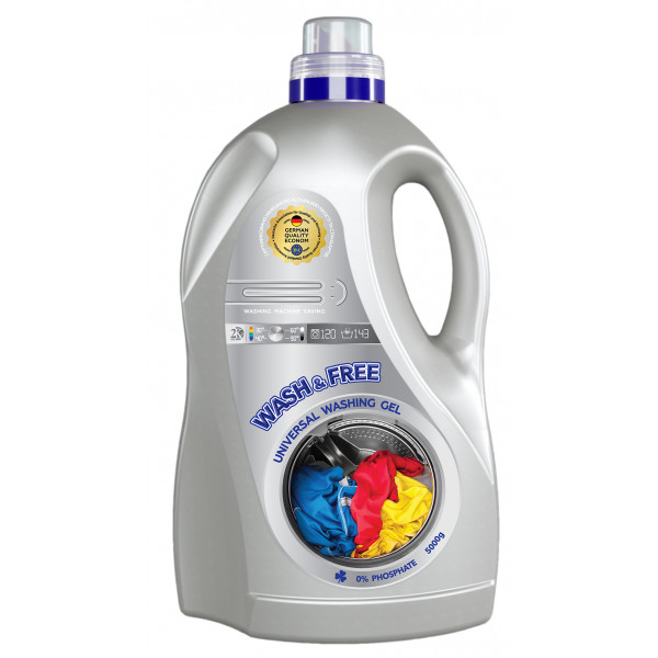 foto гель для прання wash & free універсальний 5000 г, 143 циклу