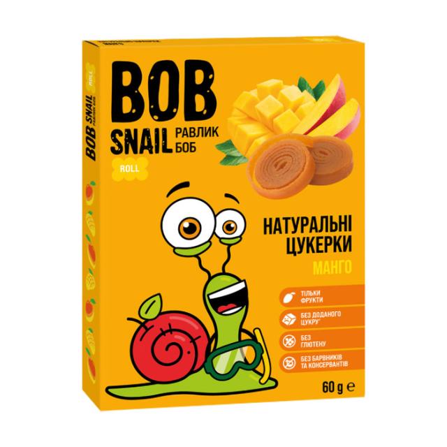 foto натуральні цукерки bob snail манго, 60 г