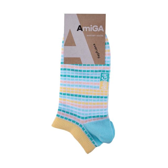 foto шкарпетки жiночi amiga укорочені, геометрія, середні смужки, розмір 23-25